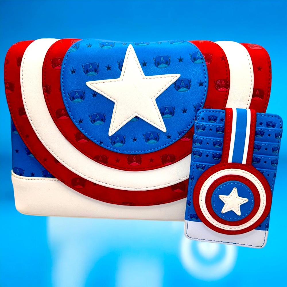 Marvel Captain America Shield Pop! by Loungefly Crossbody & Matching Cardholder